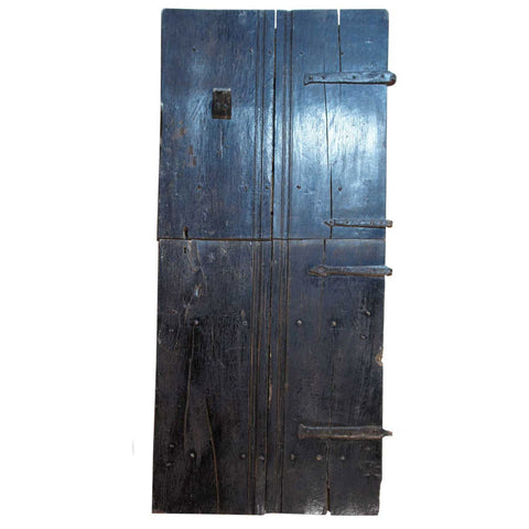 Rare English 17th Century Iron Mounted Elm Two-Part Single Stable Door