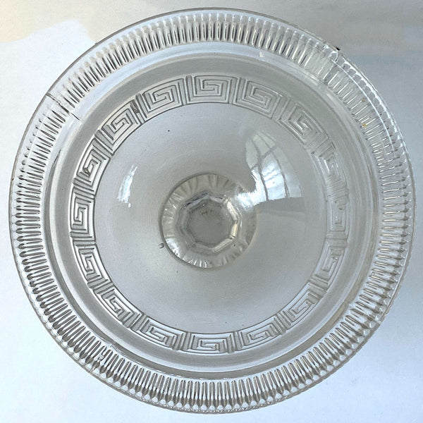 Small English Molineaux, Webb and Co. Pressed Glass Greek Key Compote