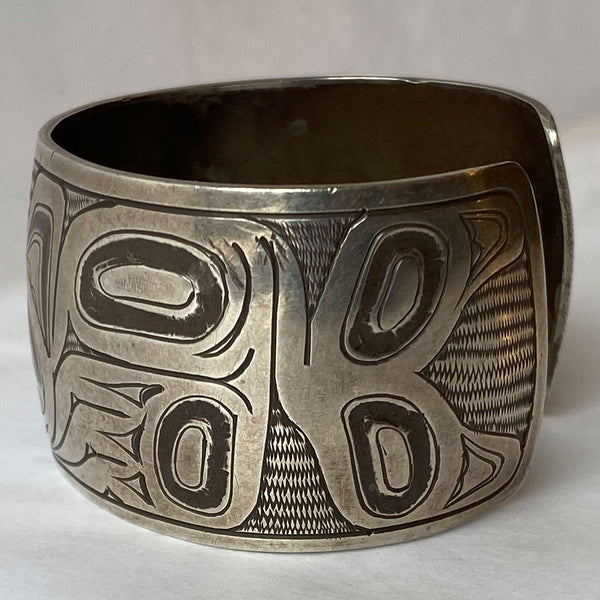 Vintage Northwest Coast Silver Cuff Bear Bracelet