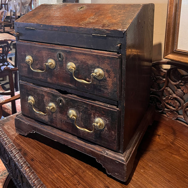 Anglo Indian Chippendale Teak Table-Top Campaign Writing Chest