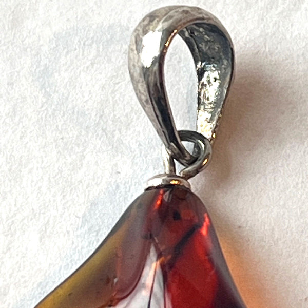 Vintage Baltic Amber and Sterling Silver Necklace Pendant