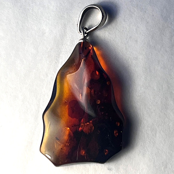 Vintage Baltic Amber and Sterling Silver Necklace Pendant