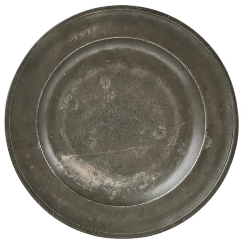 Large English Georgian TW Pewter Charger Plate