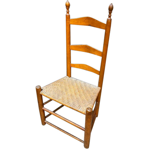 Early American Maple Ladder Back Woven Seat Low Side Chair