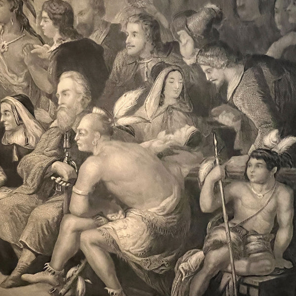 Large After HENRY BRUECKNER Engraving, The Marriage of Pocahontas