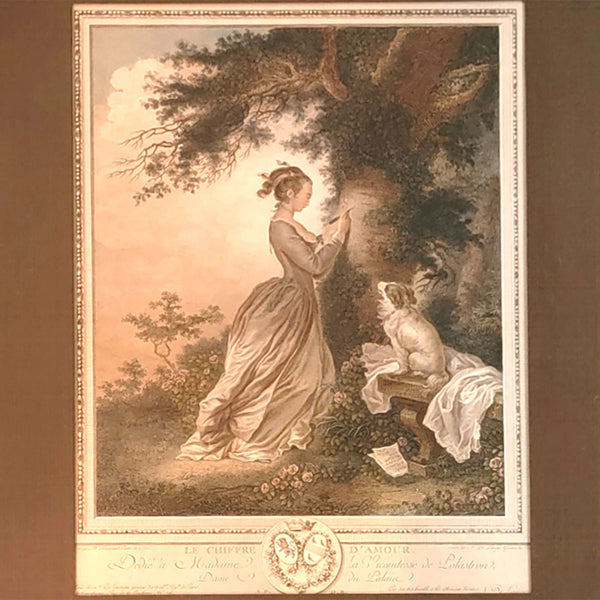 NICOLAS DE LAUNAY after Jean-Honore Fragonard Etching, Le Chiffre d'Amour