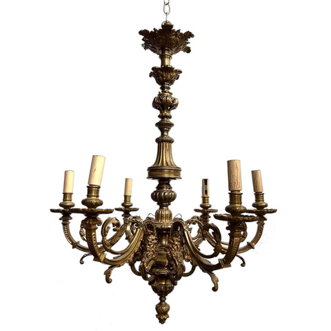 French Baroque Style Bronze Mazarin Six-Light Chandelier