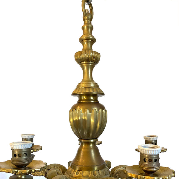 Large Vintage Argentine Gilt Brass and Alabaster 17-Light Chandelier