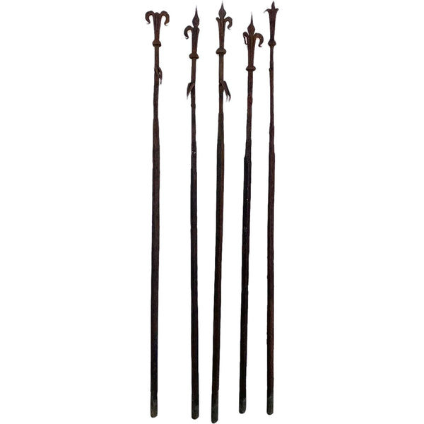 Set of Eight French Medieval Style Forged Iron Architectural Post Spikes