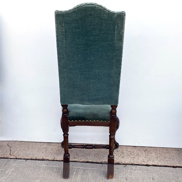 Set of Four Danish Baroque Style Mohair Upholstered Oak Dining Chairs