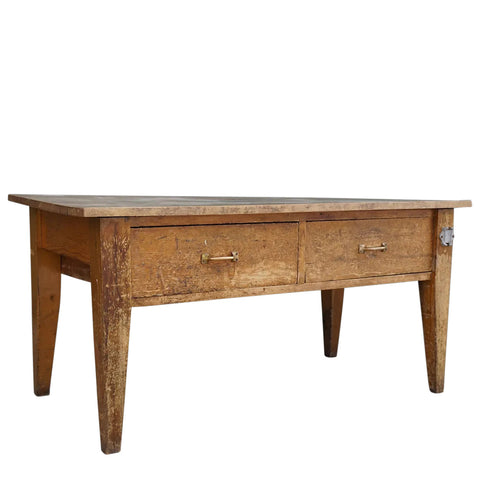 American Belcaro Mansion Maple and Pine Two-Drawer Kitchen Work Table