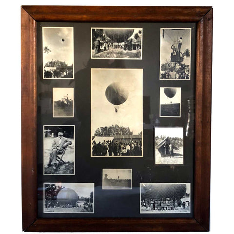 Assembled Set of 11 American Sepia, Black and White Photographs Collage, Helium Hot Air Balloons
