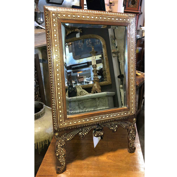 Anglo Indian Hoshiarpur Ivory Inlaid Rosewood Easel Mirror