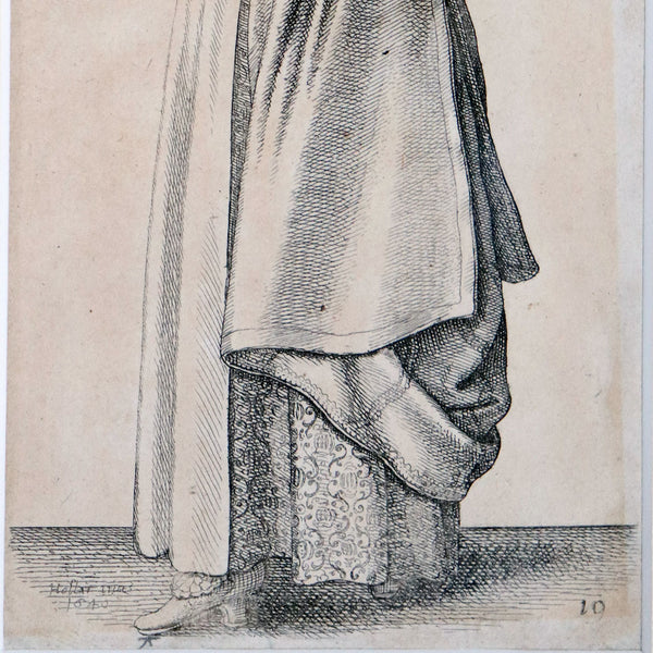 WENCESLAUS HOLLAR Etching on Paper, English Lady with Wide-Brimmed Hat