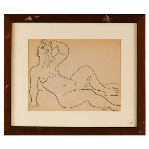 ANDRE DERAIN Pencil on Paper Drawing, Nu Allonge, Grotesque