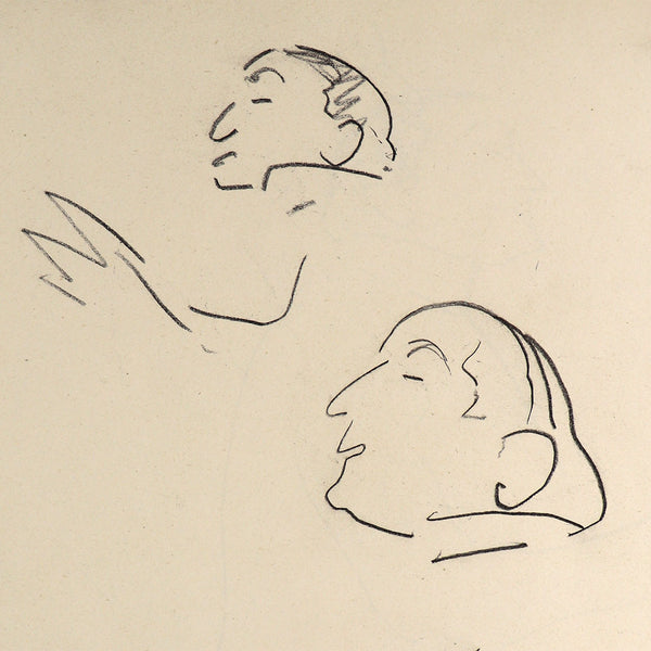 ALBERT MARQUET Pencil on Paper Double-Sided Drawing, Portrait Studies of Men