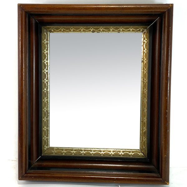 Small American Eastlake Walnut Framed and Gilt Liner Wall Mirror