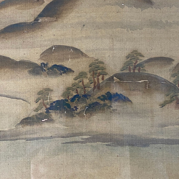 KEISAI EISEN Ink and Color Hanging Scroll Painting on Paper, Landscape