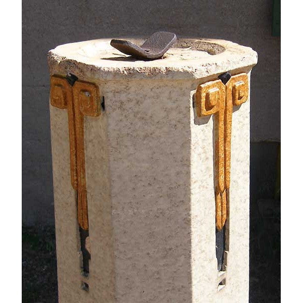 American Art Deco Polychrome Glazed Pottery Sundial Garden Pedestal Base