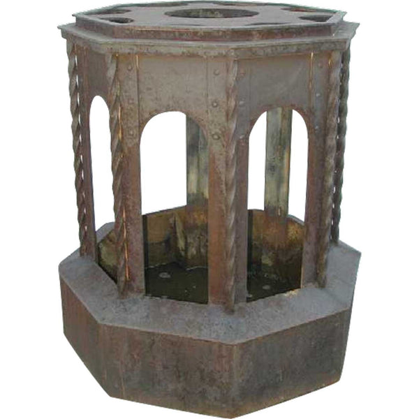 Large American Victorian Cast and Wrought Iron Sculpture Base or Garden Pedestal