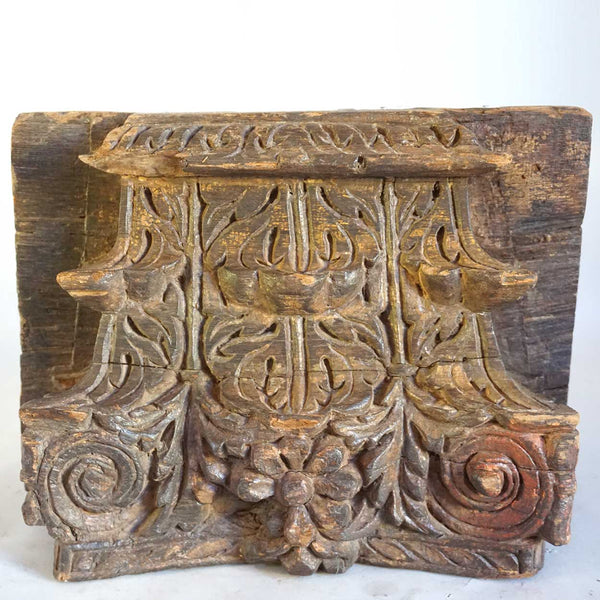 Indian Teak Architectural Pilaster Capital
