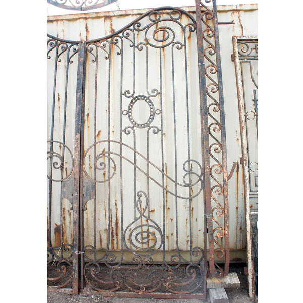 Important Large French Beaux Arts Wrought Iron Double Door Gates with Frame and Transom