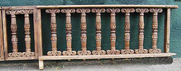 Pair of Indo-Portuguese Teak Gates and Baluster Architectural Railings