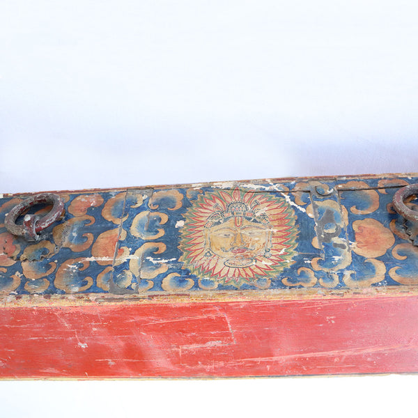 Large Indian Painted Teak and Iron Architectural Bracket Beam