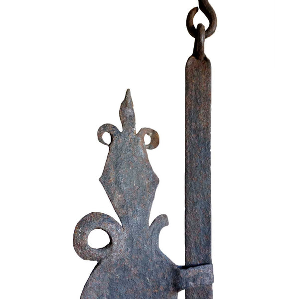 French Provincial Adjustable Forged Iron Fireplace Hearth Trammel Hook