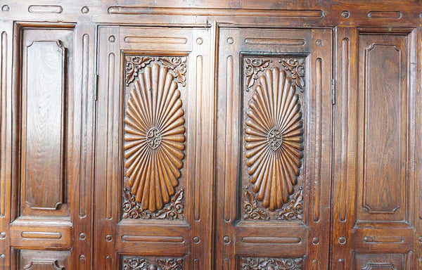 Large Lot of Indian Iron Mounted Teak Haveli Architectural Building Elements