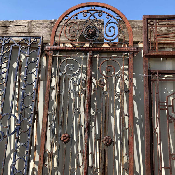 Argentine Beaux Arts Wrought Iron Double Door Entry Gate and Arched Transom