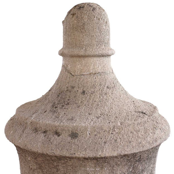 American Art Deco Limestone Architectural Roof Urn Finial on Capital Base