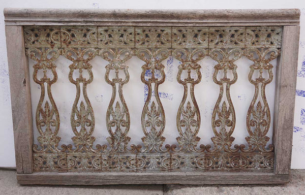 Set of Two English Victorian Teak Framed Painted Cast Iron Balustrade Panels