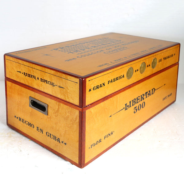 Cuban Rosewood Trimmed Maple and Silver Libertad (Coin) Cigar Humidor Box