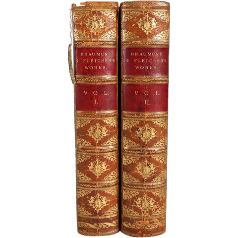First Edition Set of Two Books: The Works of Beaumont and Fletcher by George Darley