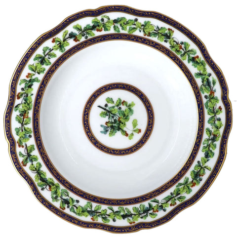 French Puiforcat Porcelain Chene Royal Rimmed Soup Bowl 8.5 inches (13 available)