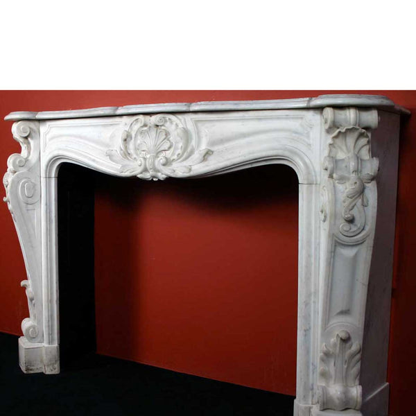 Exceptional French Louis XV Style White Marble Fireplace Surround