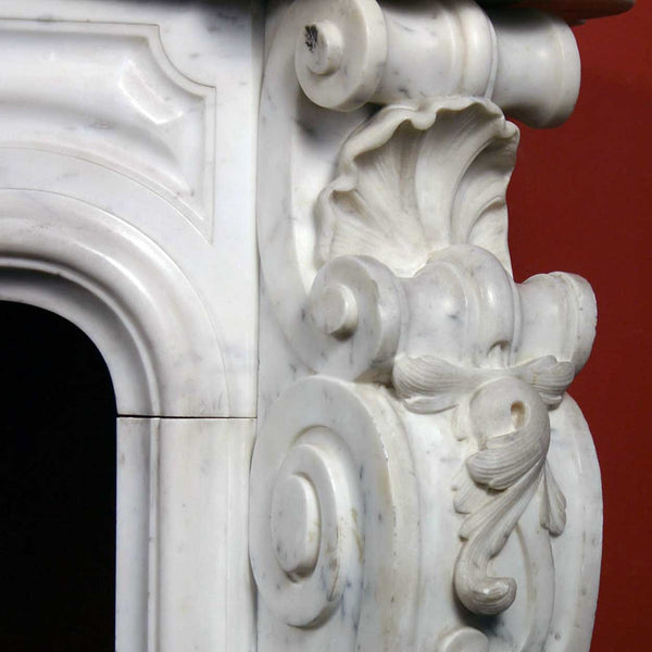 Exceptional French Louis XV Style White Marble Fireplace Surround
