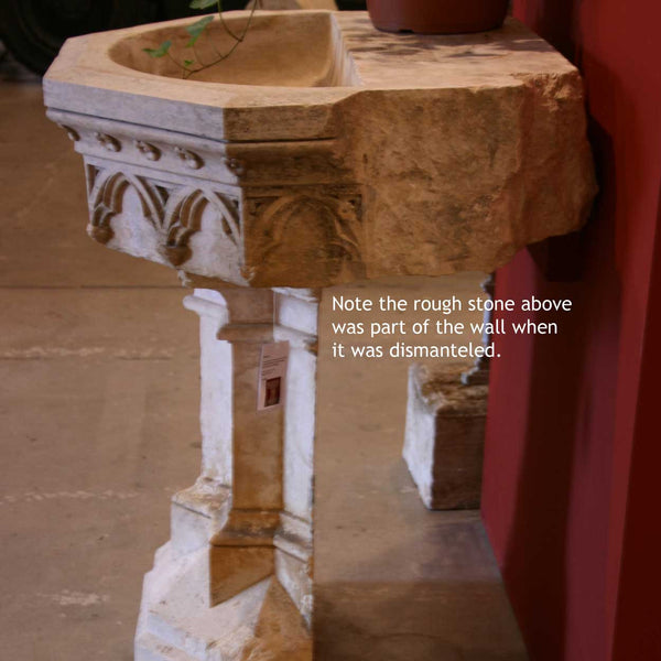 French Gothic Revival Hard Stone Fountain Pedestal Basin