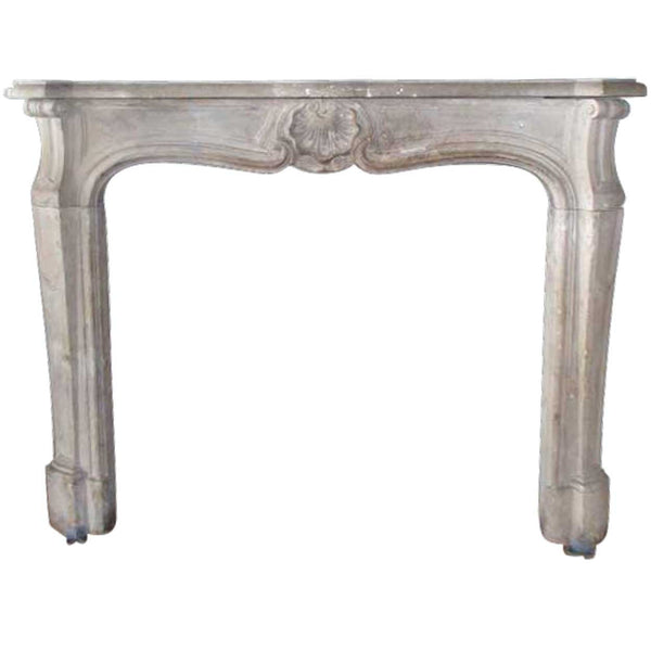 French Provincial Louis XV Style Limestone Fireplace Surround
