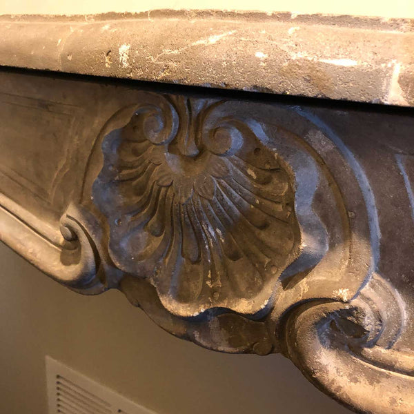 French Provincial Louis XV Style Limestone Fireplace Surround