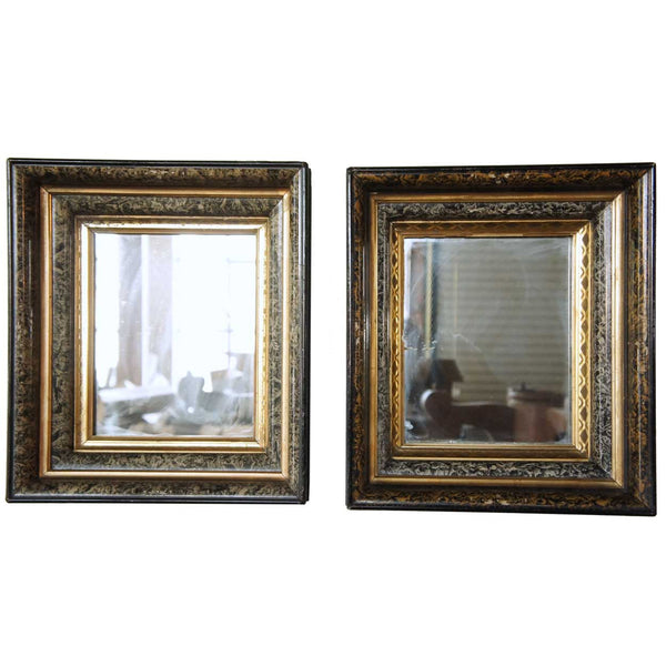 Pair of Small American Gilt and Walnut Framed Mirrors