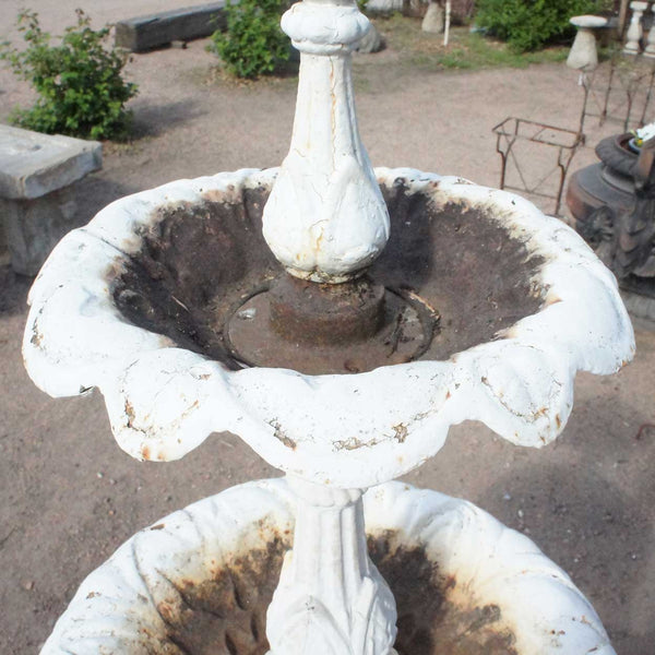 American J.W. Fiske Victorian Painted Cast Iron Two-Tier Garden Fountain and Pan