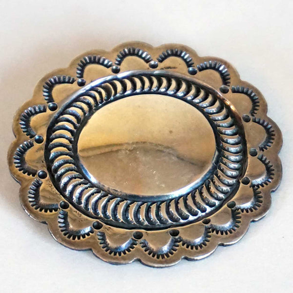 Vintage Native American ROBERT JOHNSON Navajo Sterling Silver Concho Pin