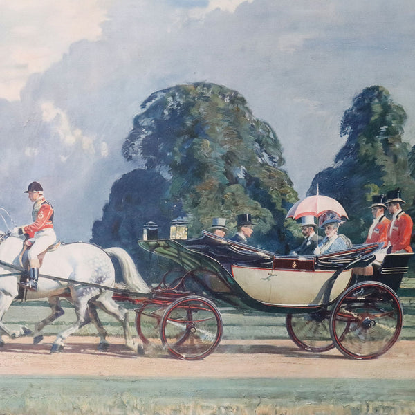 After SIR ALFRED J. MUNNINGS Color Print, Their Majesties' Return from Ascot
