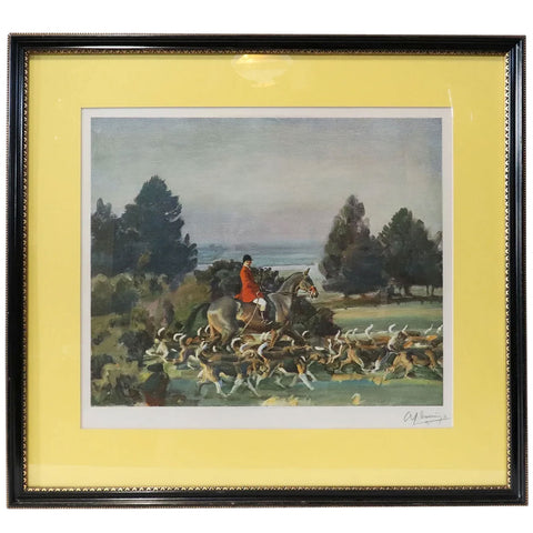 After SIR ALFRED J. MUNNINGS Color Print, The Belvoir Hunt, Taking Hounds to Cover