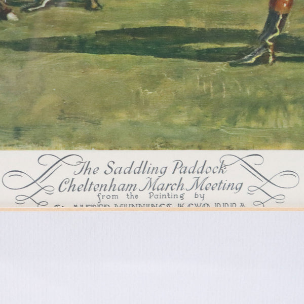 After SIR ALFRED J. MUNNINGS Color Print, The Saddling Paddock