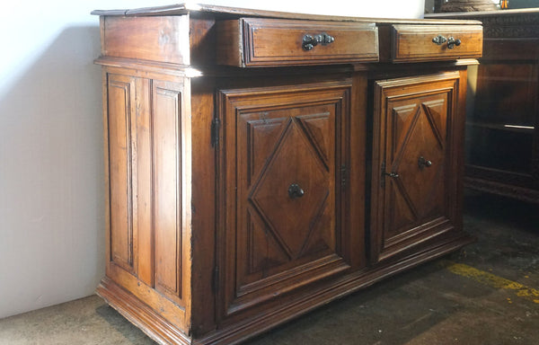 French Louis XIII Fruitwood Diamond Point Sideboard Cabinet
