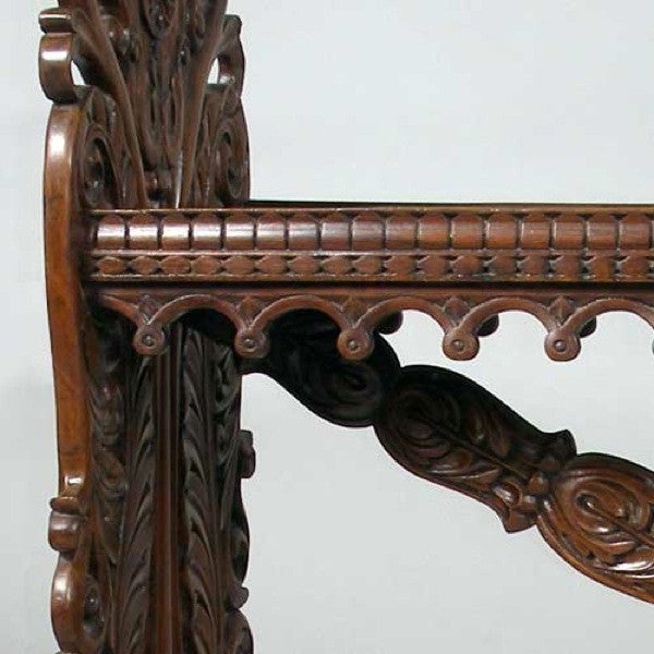 Indo-Portuguese Carved Rosewood Open Bookcase Shelf