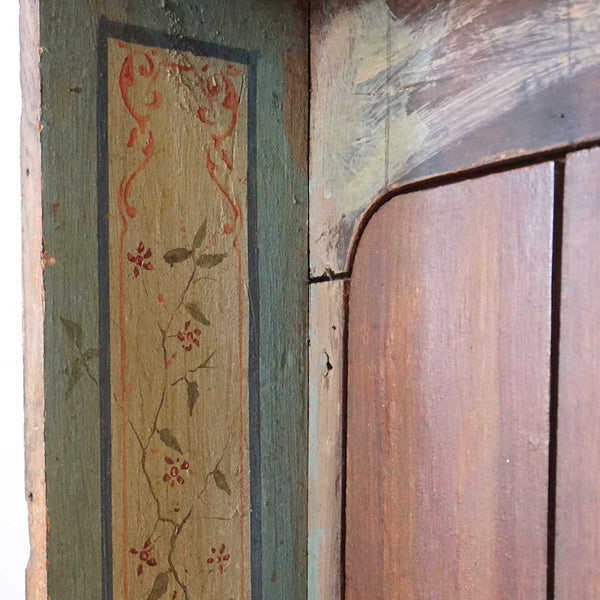 Portuguese Goan Painted Teak Reliquary Hanging Cabinet